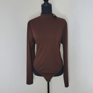 Just Polly Trendy Plus Long Sleeve Mock Neck Bodysuit